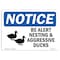 Signmission OSHA Sign, 10" H, Rigid Plastic, Be Alert Nesting And Aggressive Ducks Sign With Symbol, Landscape OS-NS-P-1014-L-10313 - alternate 1